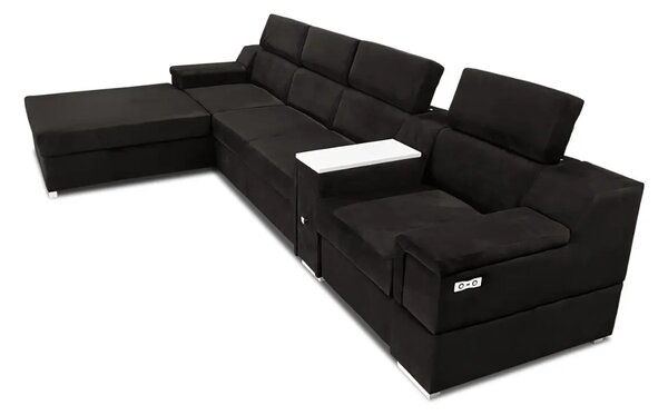Narożnik rozkładany, kanapa narożna 350/200 cm Jumbo II + Fotel z relaxem elektrycznym TKANINA PREMIUM