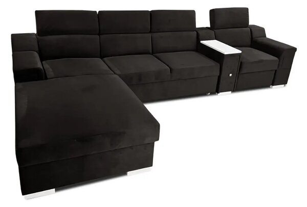 Narożnik rozkładany, kanapa narożna 350/200 cm Jumbo II + Fotel z relaxem elektrycznym TKANINA PREMIUM