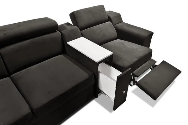 Narożnik rozkładany, kanapa narożna 350/200 cm Jumbo II + Fotel z relaxem elektrycznym TKANINA PREMIUM