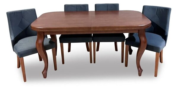 Stół Ludwik rozkładany 180/90 + 2 x 45 cm + 6 krzeseł KW100