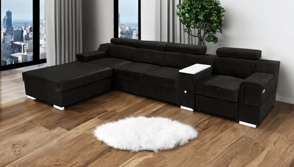 Narożnik rozkładany, kanapa narożna 350/200 cm Jumbo II + Fotel z relaxem elektrycznym TKANINA PREMIUM