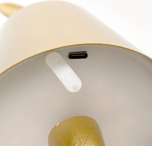 KARE Lampa stołowa LED Animal Rabbit na akumulator, złota, IP54, 29 cm Rabbit, możliwość ściemniania, mosiężny / złoty, salon / jadalnia, tworzywo sztuczne, design