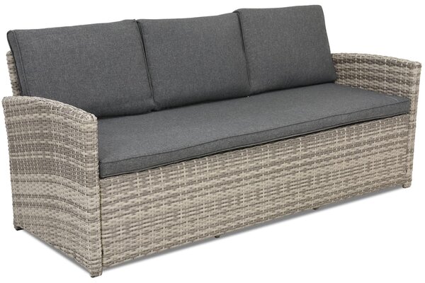 Sofa trzyosobowa z technorattanu Monaco Garden Point jasnoszara