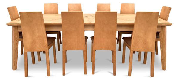Zestaw mebli: Stół rozkładany, stół dębowy 250/100 + 3x50 cm LUIS Max w stylu LOFT + 10 krzeseł Kama