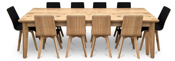 Zestaw mebli: Stół rozkładany, stół dębowy 250/100 + 3x50 cm LUIS Max w stylu LOFT + 8 krzeseł Luka