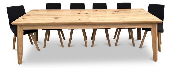 Zestaw mebli: Stół rozkładany, stół dębowy 250/100 + 3x50 cm LUIS Max w stylu LOFT + 8 krzeseł Luka