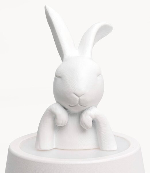 KARE Lampa stołowa LED Animal Rabbit na akumulator, biała, IP54, 29 cm Rabbit, możliwość ściemniania, biały / opal, salon / jadalnia, tworzywo sztuczne, design