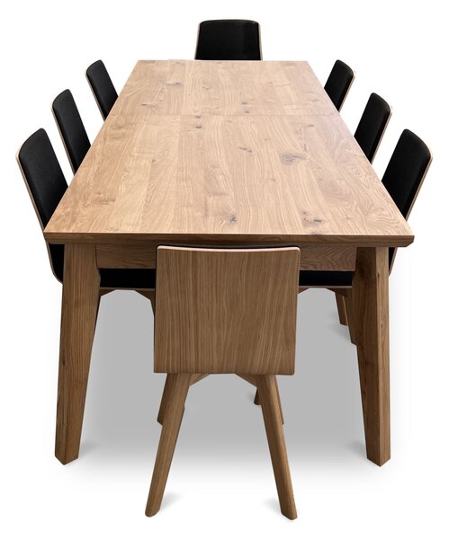 Zestaw mebli: Stół rozkładany, stół dębowy 250/100 + 3x50 cm LUIS Max w stylu LOFT + 8 krzeseł Luka