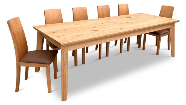 Zestaw mebli: Stół rozkładany, stół dębowy 250/100 + 3x50 cm LUIS Max w stylu LOFT + 10 krzeseł Kama