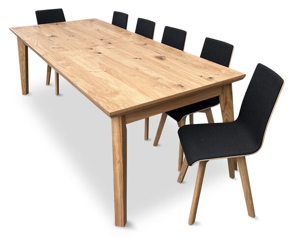 Zestaw mebli: Stół rozkładany, stół dębowy 250/100 + 3x50 cm LUIS Max w stylu LOFT + 8 krzeseł Luka
