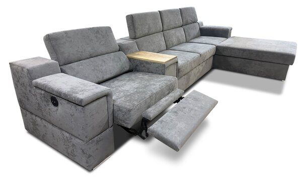 Narożnik rozkładany, kanapa narożna 350/200 cm Jumbo + Fotel z relaxem elektrycznym
