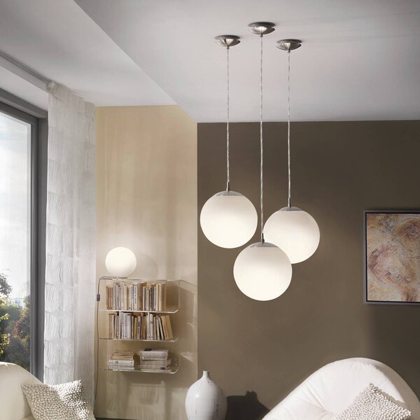 EGLO Lampa wisząca szklana Rondo, możliwość ściemniania, biały / opal, przedpokój, szkło, nowoczesny
