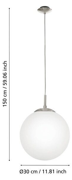 EGLO Lampa wisząca szklana Rondo, możliwość ściemniania, biały / opal, przedpokój, szkło, nowoczesny
