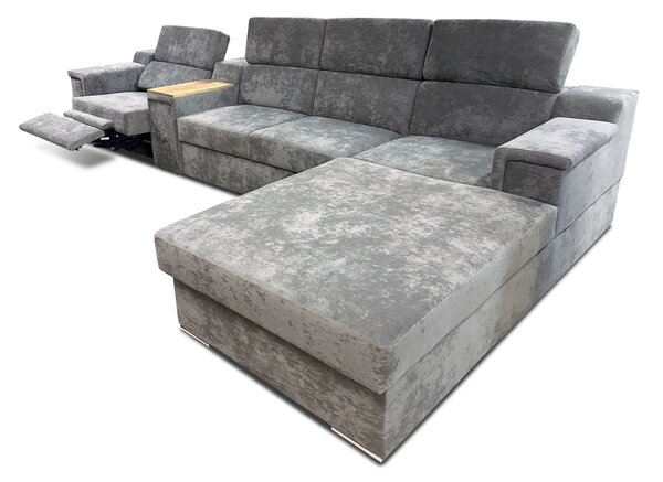 Narożnik rozkładany, kanapa narożna 350/200 cm Jumbo + Fotel z relaxem elektrycznym