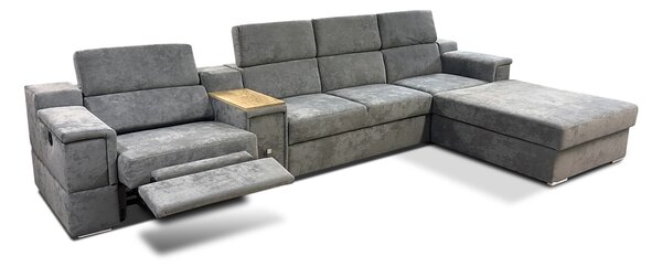 Narożnik rozkładany, kanapa narożna 350/200 cm Jumbo + Fotel z relaxem elektrycznym