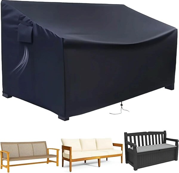 Pokrowiec na ławkę ogrodową na 3 osoby, wykonany z wodoodpornego materiału Oxford, wymiary: 163 x 66 x 89 cm, z otworami wentylacyjnymi