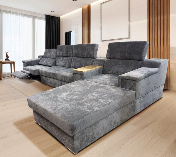 Narożnik rozkładany, kanapa narożna 350/200 cm Jumbo + Fotel z relaxem elektrycznym