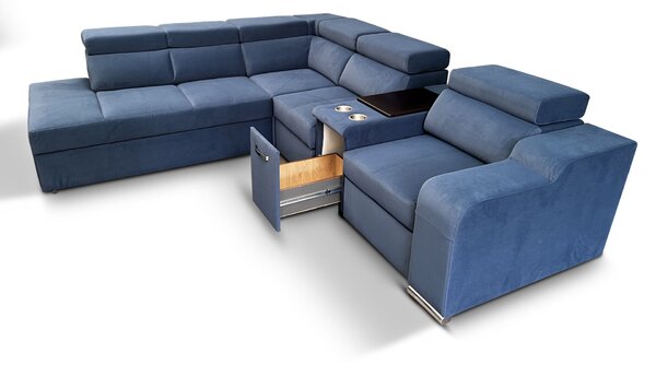 Narożnik do spania, kanapa narożna 280/250 cm Zeus III bok+wyspa + Fotel Relax rozkładany