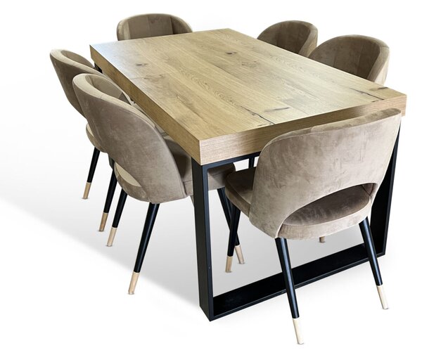 Stół rozkładany 160/90+2x40 cm SJ51 + 6 krzeseł KW112 tkanina Premium