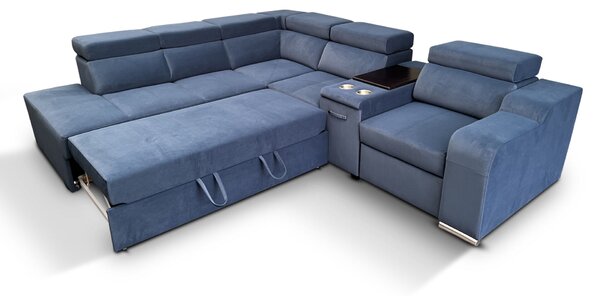 Narożnik do spania, kanapa narożna 280/250 cm Zeus III bok+wyspa + Fotel Relax rozkładany