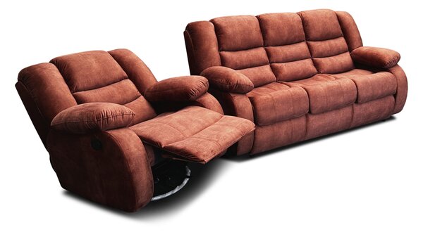 Kanapa 3 osobowa + fotel Borys Relax manualny tkanina tapicerska lub ekoskóra