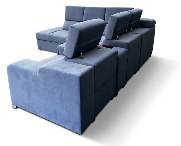 Narożnik do spania, kanapa narożna 280/250 cm Zeus III bok+wyspa + Fotel Relax rozkładany
