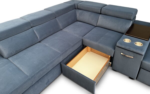 Narożnik do spania, kanapa narożna 280/250 cm Zeus III bok+wyspa + Fotel Relax rozkładany