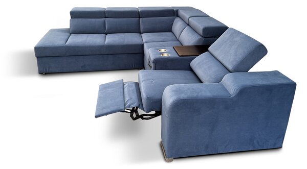Narożnik do spania, kanapa narożna 280/250 cm Zeus III bok+wyspa + Fotel Relax rozkładany