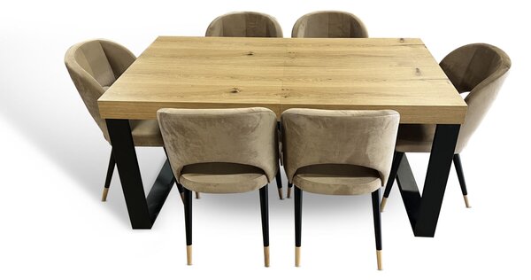 Stół rozkładany 160/90+2x40 cm SJ51 + 6 krzeseł KW112 tkanina Premium