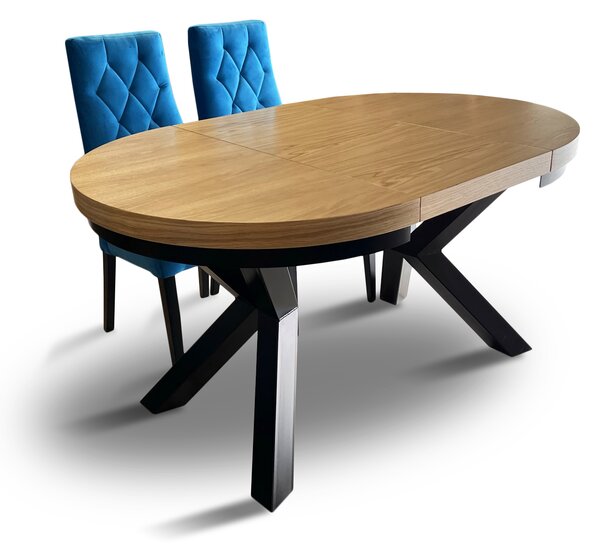 ZESTAW MEBLI: Stół okrągły LOFT 100 + 2x50 cm + 4 krzesła Wiktor J