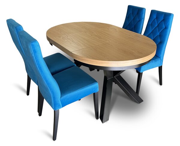 ZESTAW MEBLI: Stół okrągły LOFT 100 + 2x50 cm + 4 krzesła Wiktor J