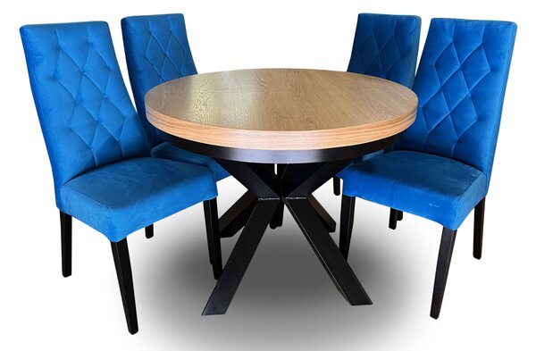 ZESTAW MEBLI: Stół okrągły LOFT 100 + 2x50 cm + 4 krzesła Wiktor J