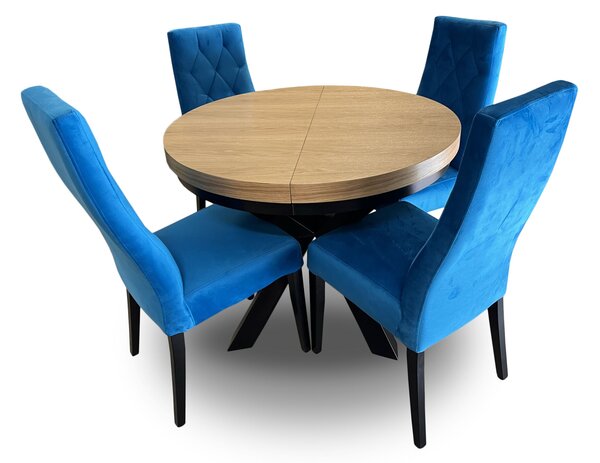 ZESTAW MEBLI: Stół okrągły LOFT 100 + 2x50 cm + 4 krzesła Wiktor J