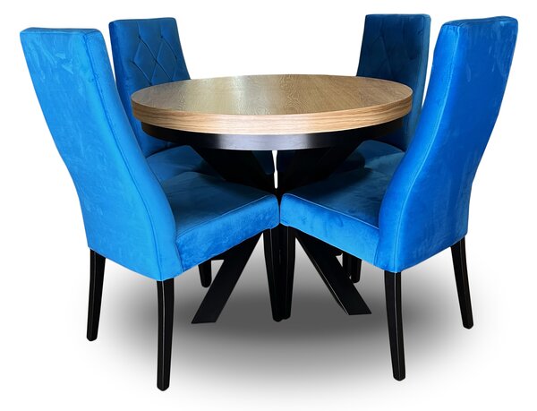 ZESTAW MEBLI: Stół okrągły LOFT 100 + 2x50 cm + 4 krzesła Wiktor J