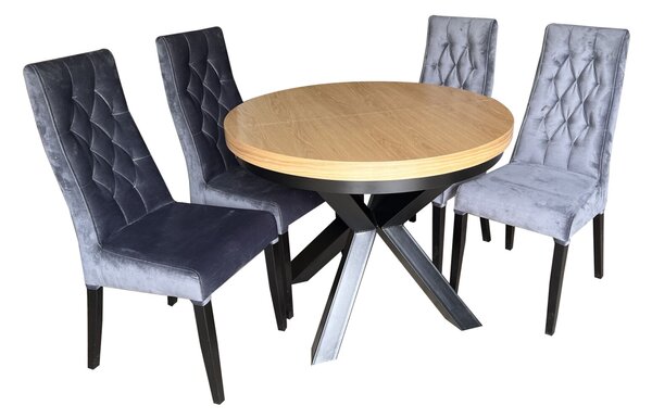 ZESTAW MEBLI: Stół okrągły LOFT 100 + 2x50 cm + 4 krzesła Wiktor J