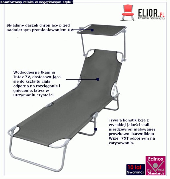 Aluminiowy leżak ogrodowy z zadaszeniem K8-L11
