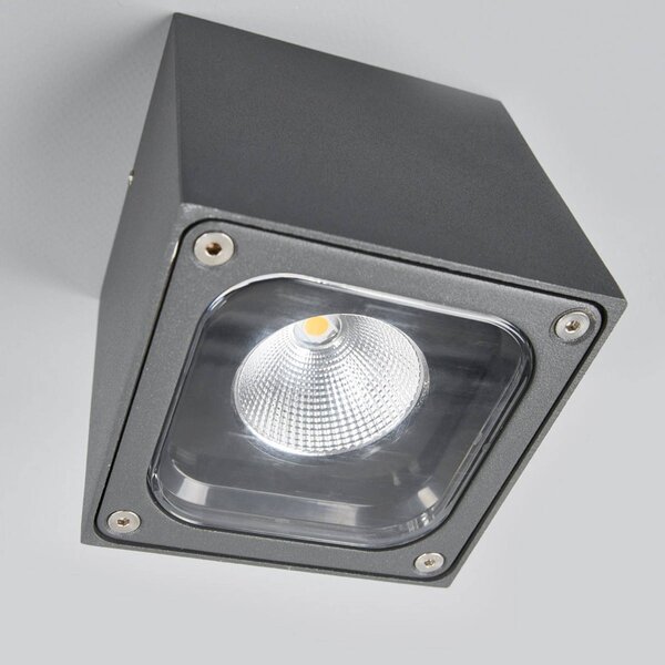 Lampa sufitowa LED Lucande Tanea, 10x10 cm, ciemnoszara, IP54 Tanea, aluminiowy / szary / cynkowy, aluminium, nowoczesny