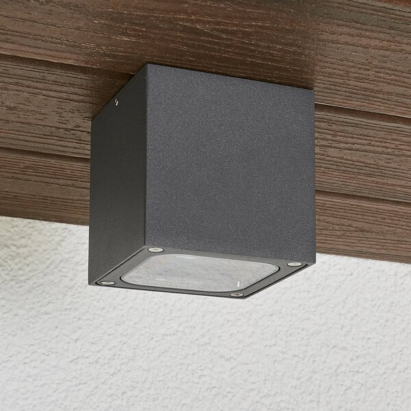 Lampa sufitowa LED Lucande Tanea, 10x10 cm, ciemnoszara, IP54 Tanea, aluminiowy / szary / cynkowy, aluminium, nowoczesny