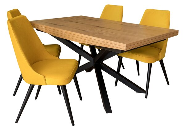Stół rozkładany SJ50 160/88 + 2x40 cm wkładka + 4 krzesła KJ kubełek OLO