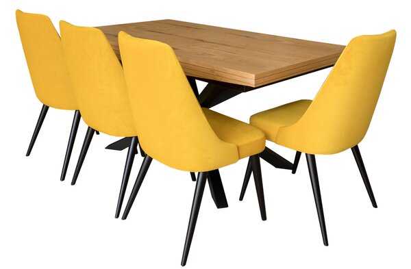 Stół rozkładany SJ50 160/88 + 2x40 cm wkładka + 4 krzesła KJ kubełek OLO