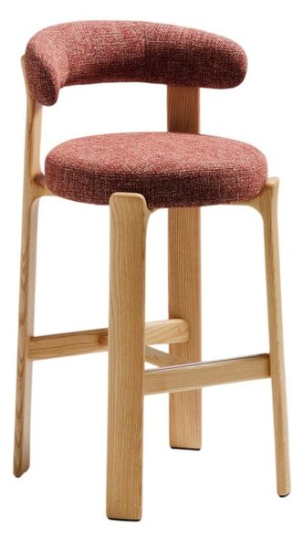 Hoker z litego drewna jesionowego w ceglasto-naturalnym kolorze (wysokość siedziska 75 cm) Granite – Kave Home