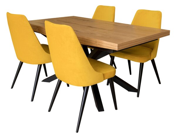 Stół rozkładany SJ50 160/88 + 2x40 cm wkładka + 4 krzesła KJ kubełek OLO