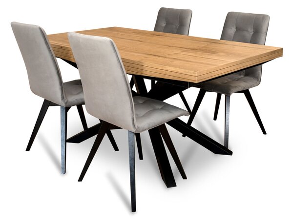 ZESTAW mebli: Stół rozkładany SJ50 160/88 + 40 cm + 4 krzesła KW110