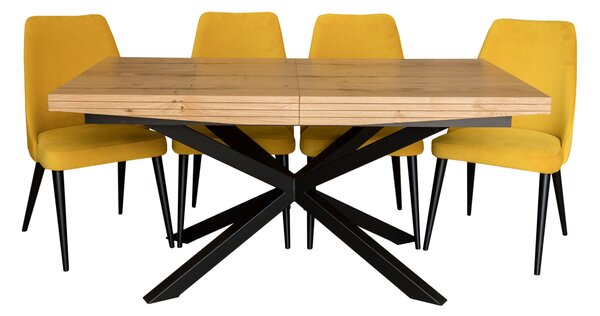 Stół rozkładany SJ50 160/88 + 2x40 cm wkładka + 4 krzesła KJ kubełek OLO