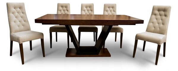 Stół rozkładany SJ80 180/90+ 2x45 cm wkładka + 8 krzeseł Wiktor J Pinezka