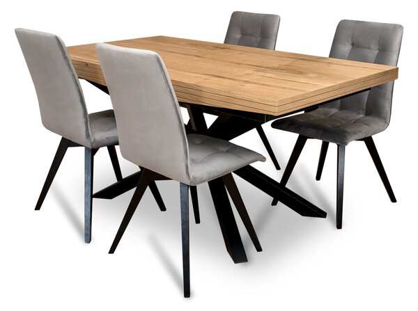 ZESTAW mebli: Stół rozkładany SJ50 160/88 + 40 cm + 4 krzesła KW110