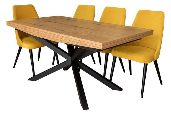 Stół rozkładany SJ50 160/88 + 2x40 cm wkładka + 4 krzesła KJ kubełek OLO