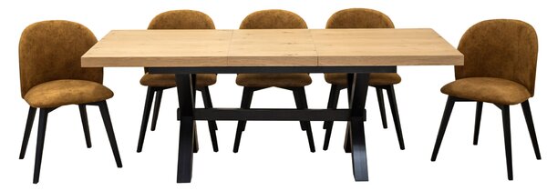 Zestaw mebli: Stół Sj49 160/88 cm z 40 cm wkładką + 6 krzeseł Cross