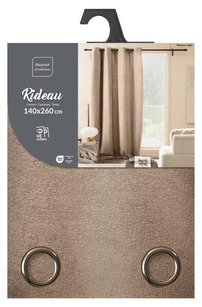 Jasnobrązowa zasłona z materiału bouclé 140x260 cm Winona – douceur d'intérieur