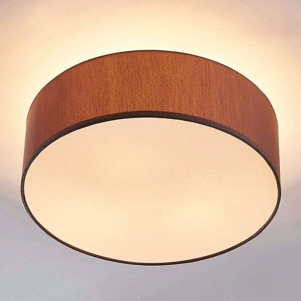 Lampa sufitowa Sebatin Lindby, możliwość ściemniania, brązowy / rdzawy, sypialnia, tkanina / materiał / jedwab, nowoczesny